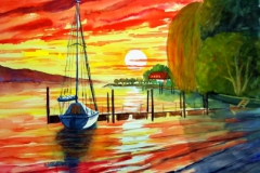 Sunset-in-Maurach-Aquarell